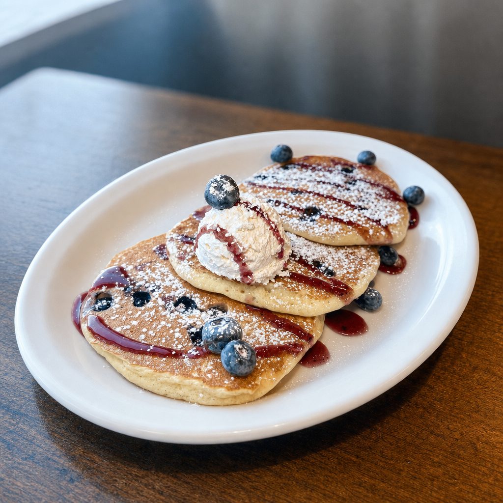 Blueberry Pancakes.
