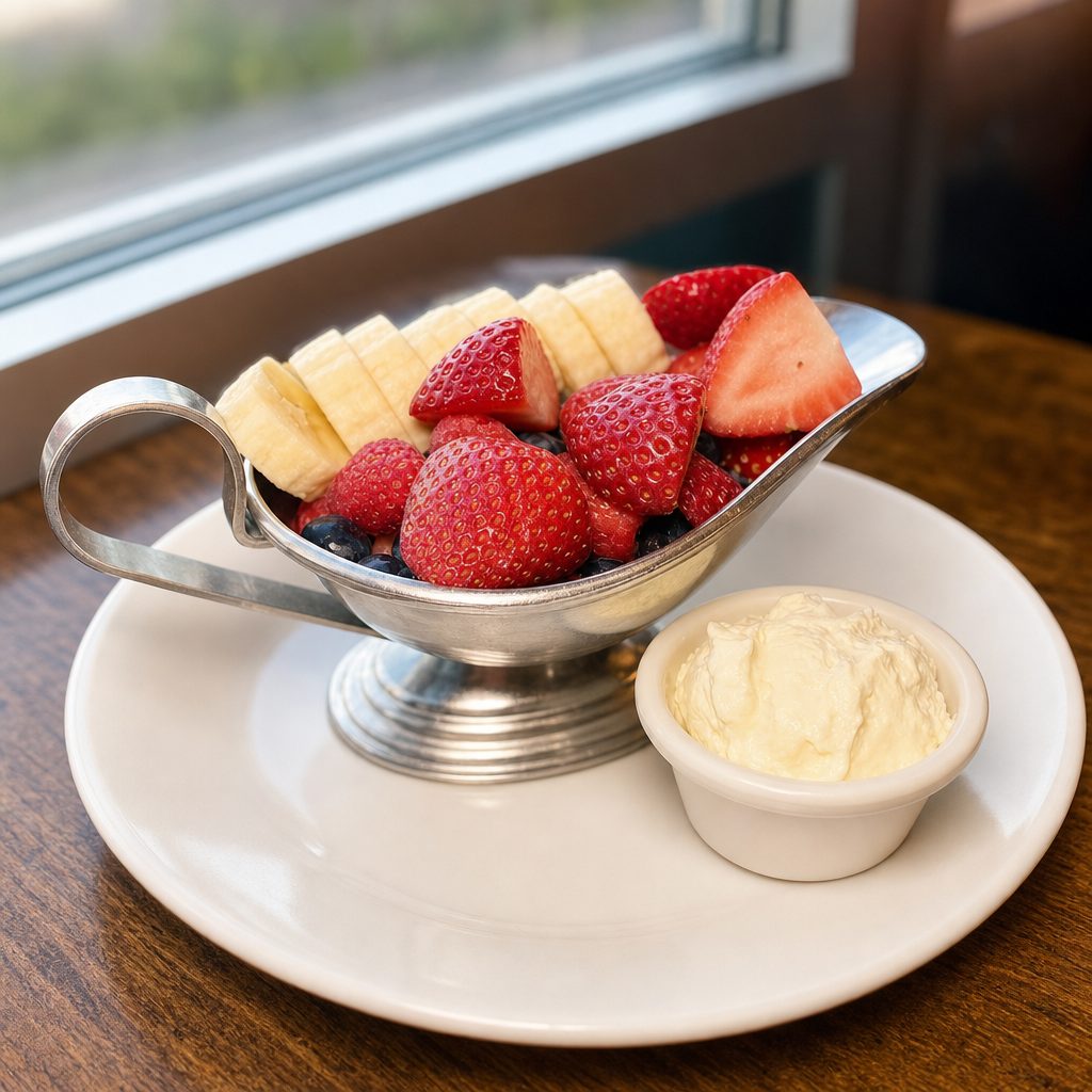 Fresh Fruit With Whipped Cream.