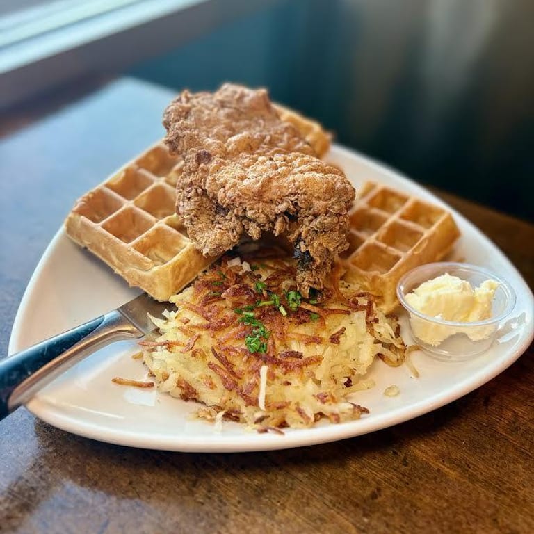 Savor our chicken and waffles